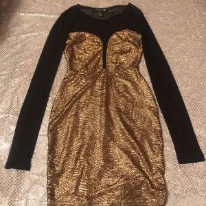 Black and gold metallic dress